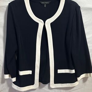 Ming Wang Women's Elegant Navy Jacket with White Trim